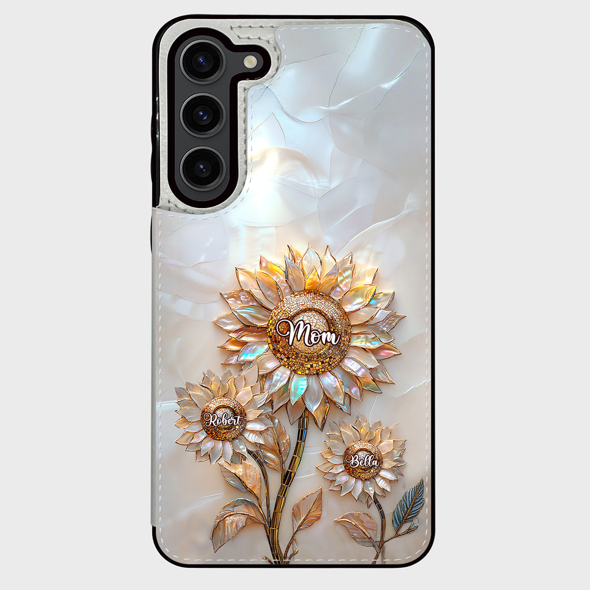 Bonne fête des mères ! Étui portefeuille pliable personnalisé pour téléphone portable.