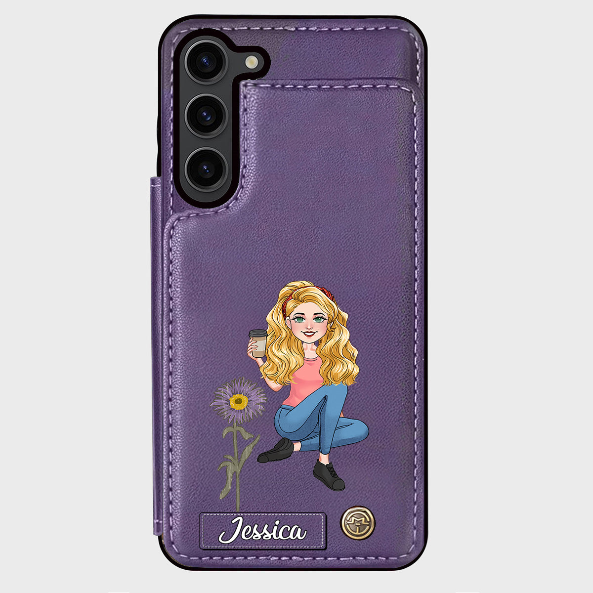 Cadeau pour le mois d'anniversaire d'une amie - Étui portefeuille personnalisé pour téléphone