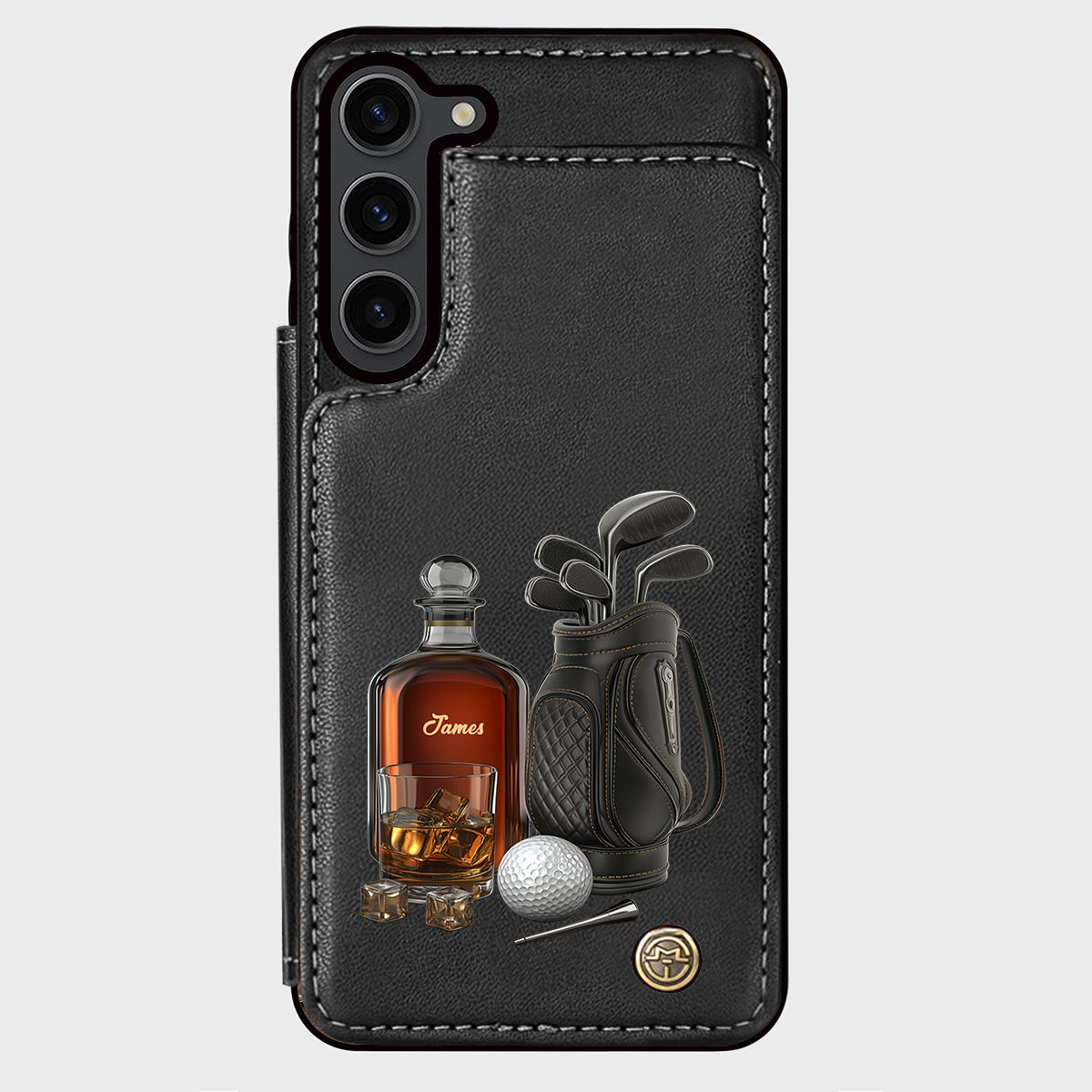 Whiskey & Golf - Étui portefeuille de téléphone personnalisé sur le thème du golf