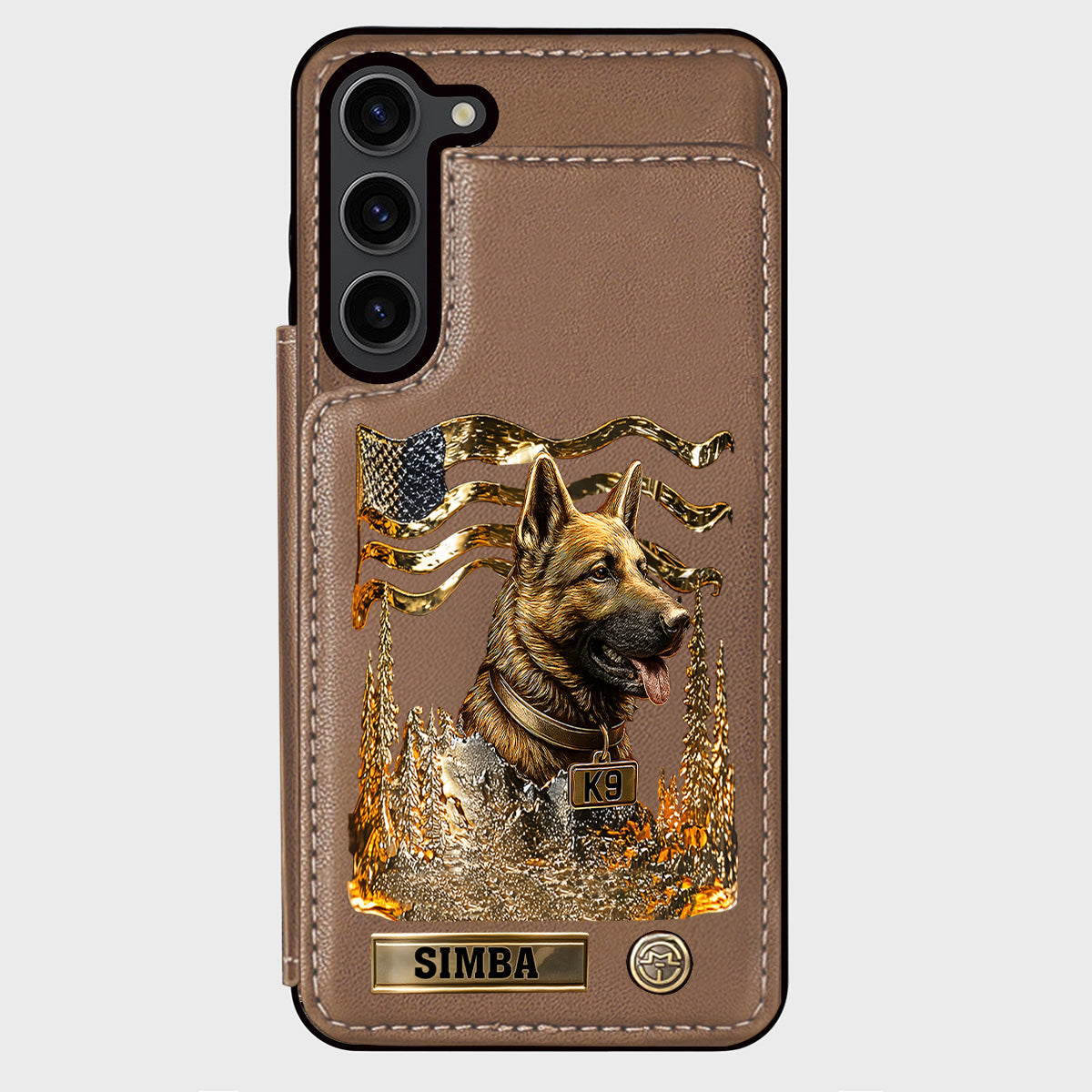 J'aime mon chien - Étui portefeuille/téléphone personnalisé avec un berger allemand