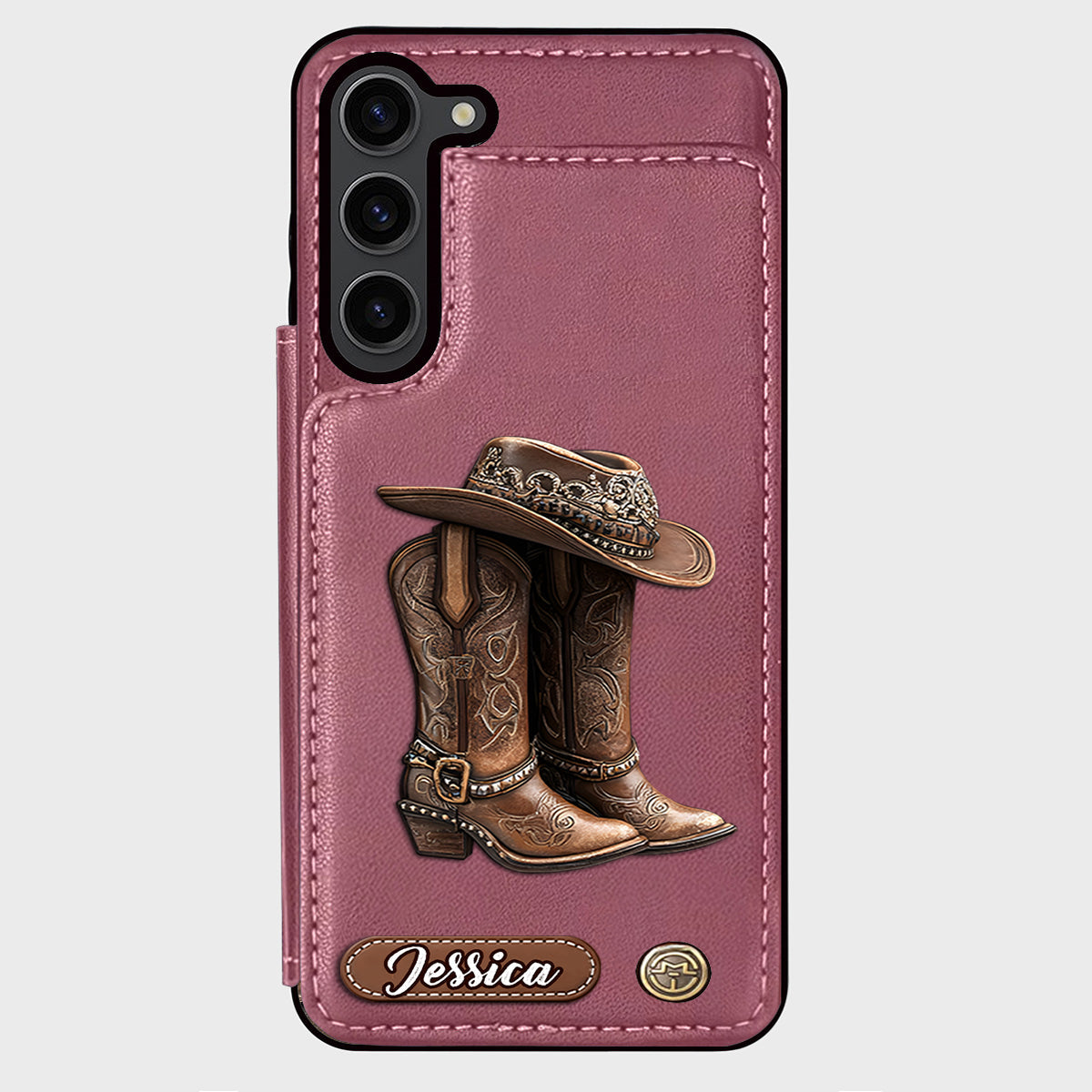 Western Spirit - Étui portefeuille personnalisé pour téléphone, style cowgirl
