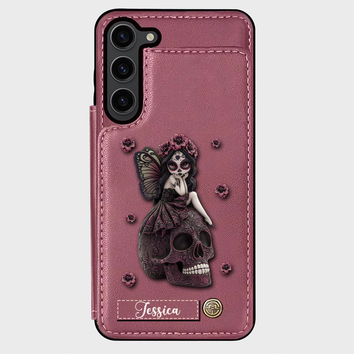 Beautiful Gothic Fairy Girl - Personalized Skull Wallet Phone Case