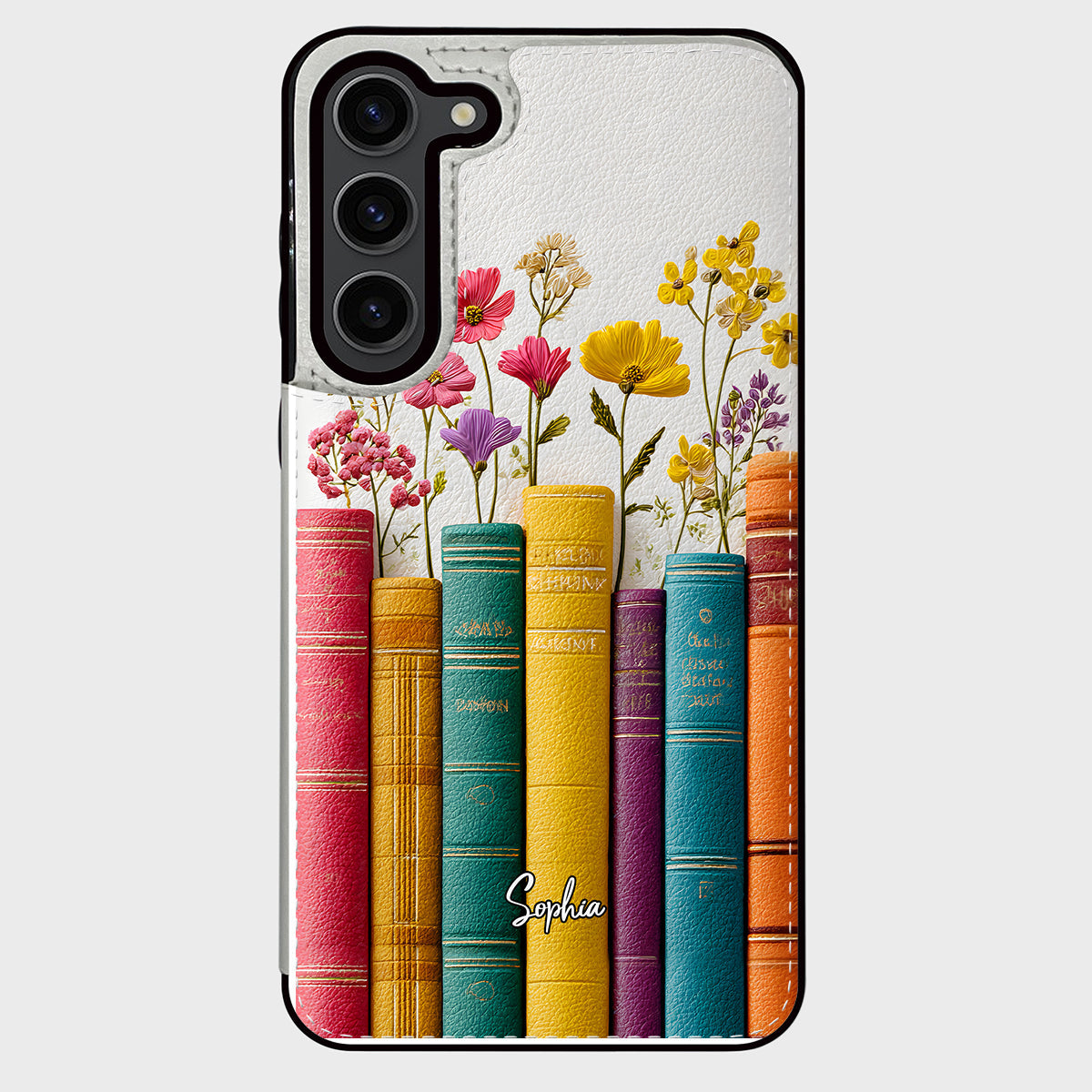 Livre de fleurs vintage - Étui portefeuille pliable personnalisé pour téléphone
