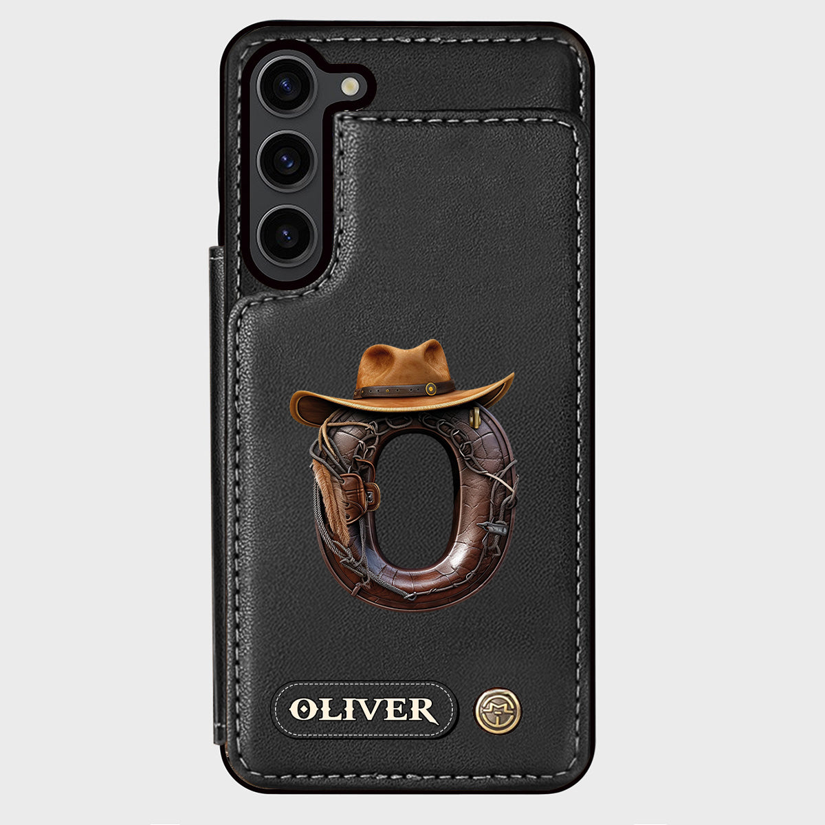Étui portefeuille/téléphone personnalisé style western avec initiale du prénom - Cowboy/Cowgirl