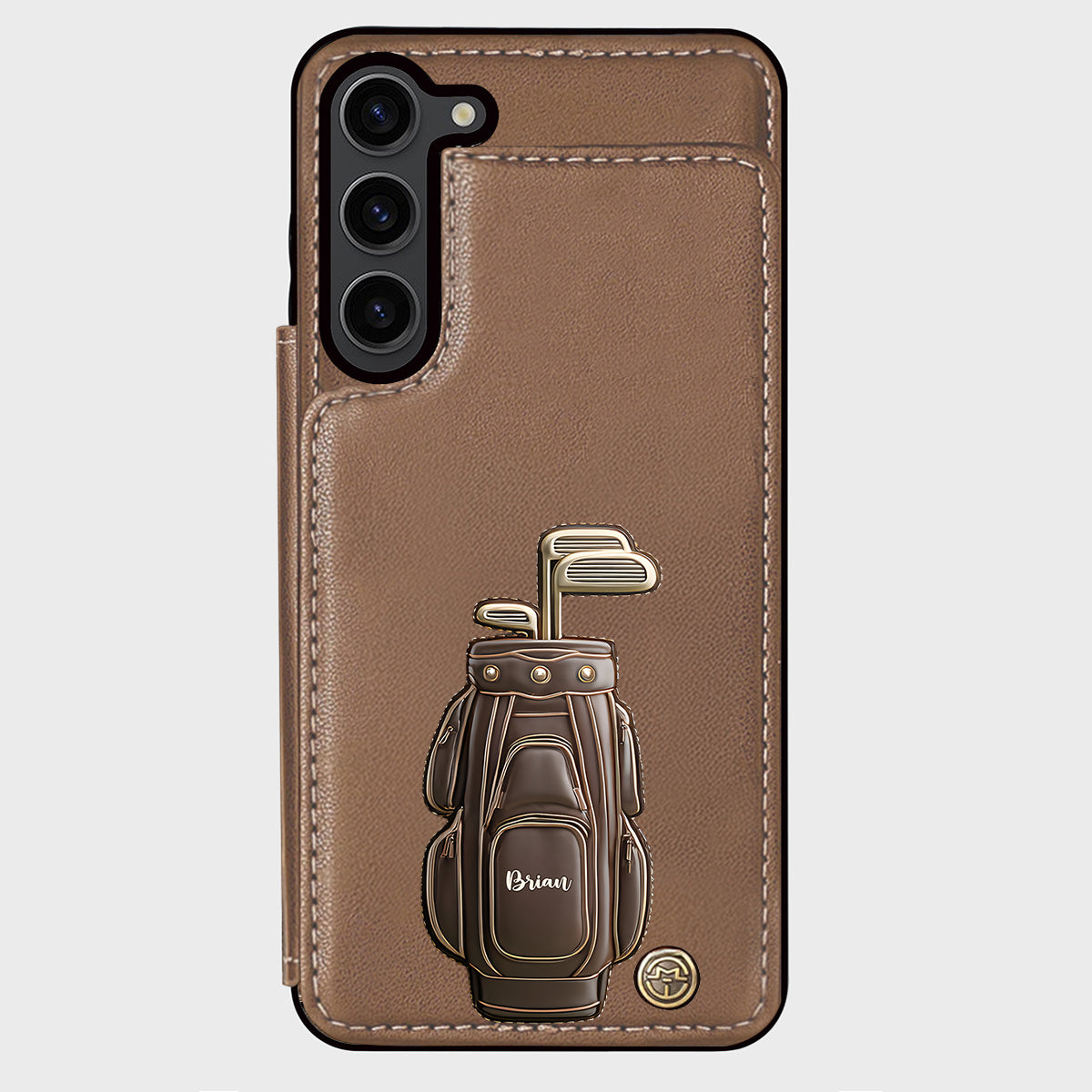 Cadeau de luxe pour golfeur - Étui portefeuille/téléphone personnalisé avec nom - Nom personnalisé