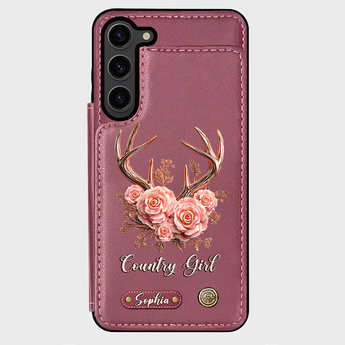 Étui portefeuille personnalisé Country Girl - Étui de téléphone à motif chasse