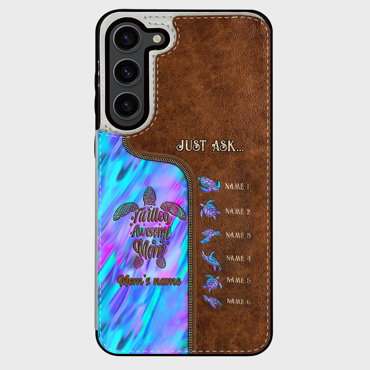 Étui portefeuille pliable personnalisé « Main dans la main » pour téléphone, motif maman