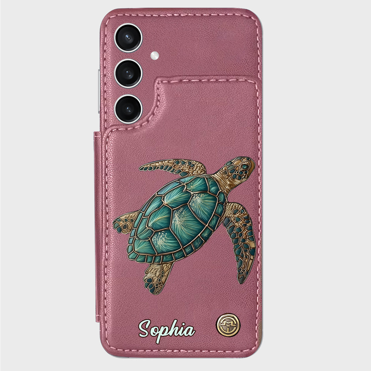 Étui portefeuille personnalisé pour téléphone portable avec une tortue - J'adore les tortues