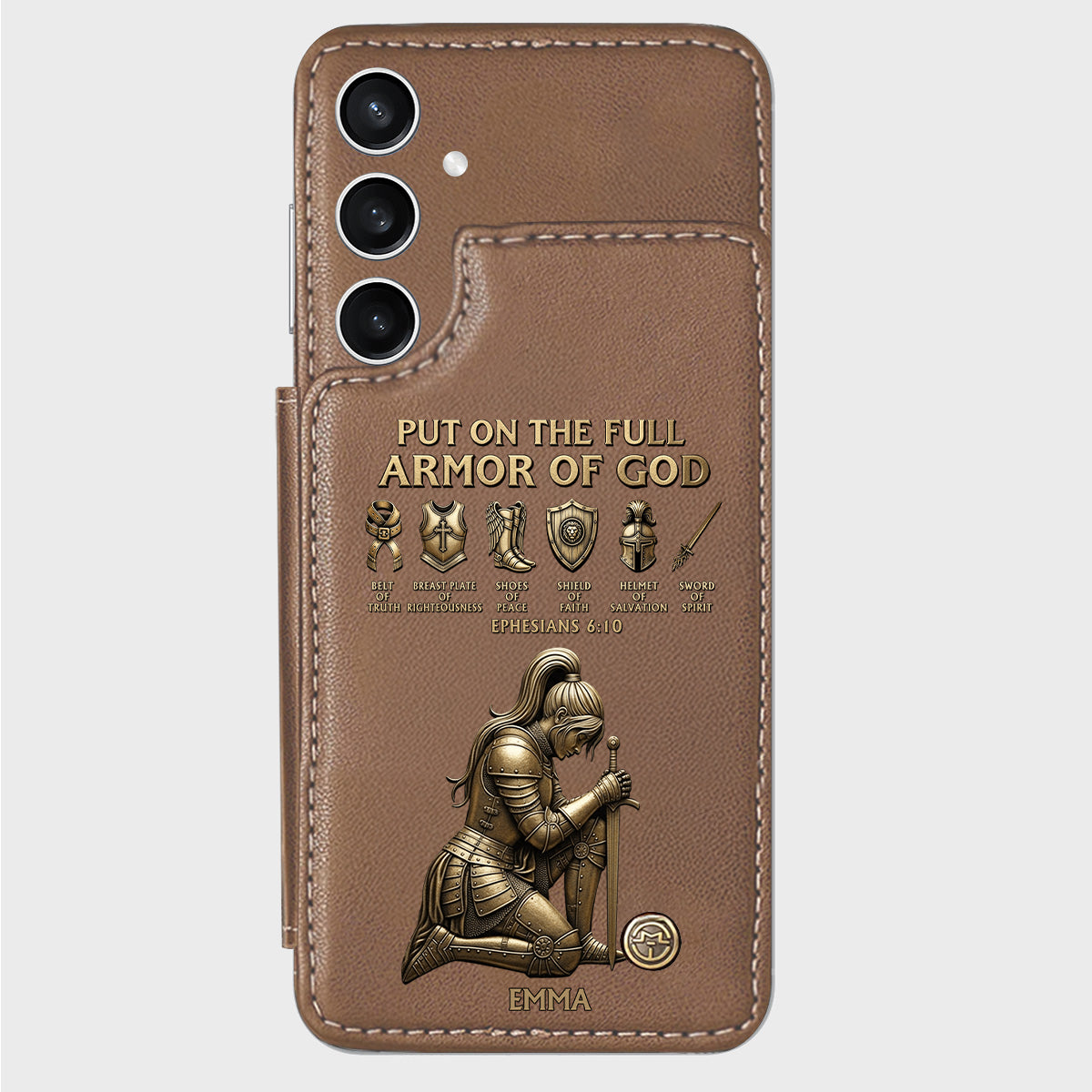 Revêtez l'armure complète de Dieu - Étui portefeuille chrétien personnalisé pour téléphone