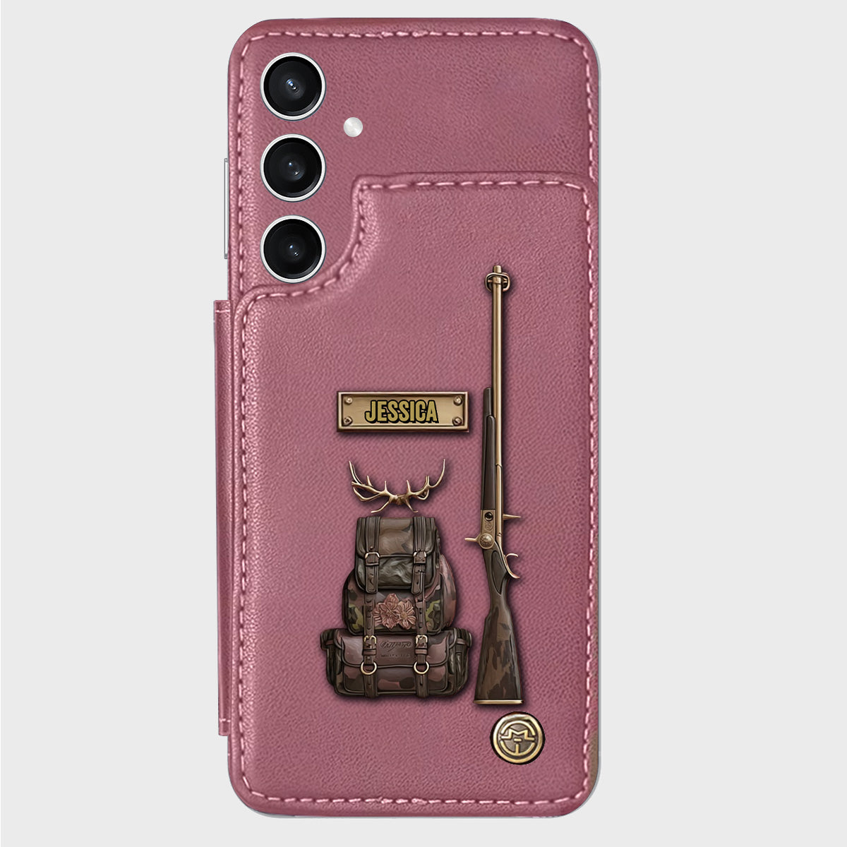 Cadeau de luxe pour chasseur - Étui portefeuille personnalisé pour téléphone sur le thème de la chasse