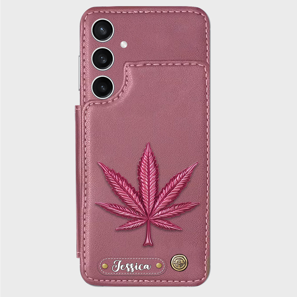 Bonne humeur - Étui portefeuille personnalisé pour téléphone avec motif cannabis