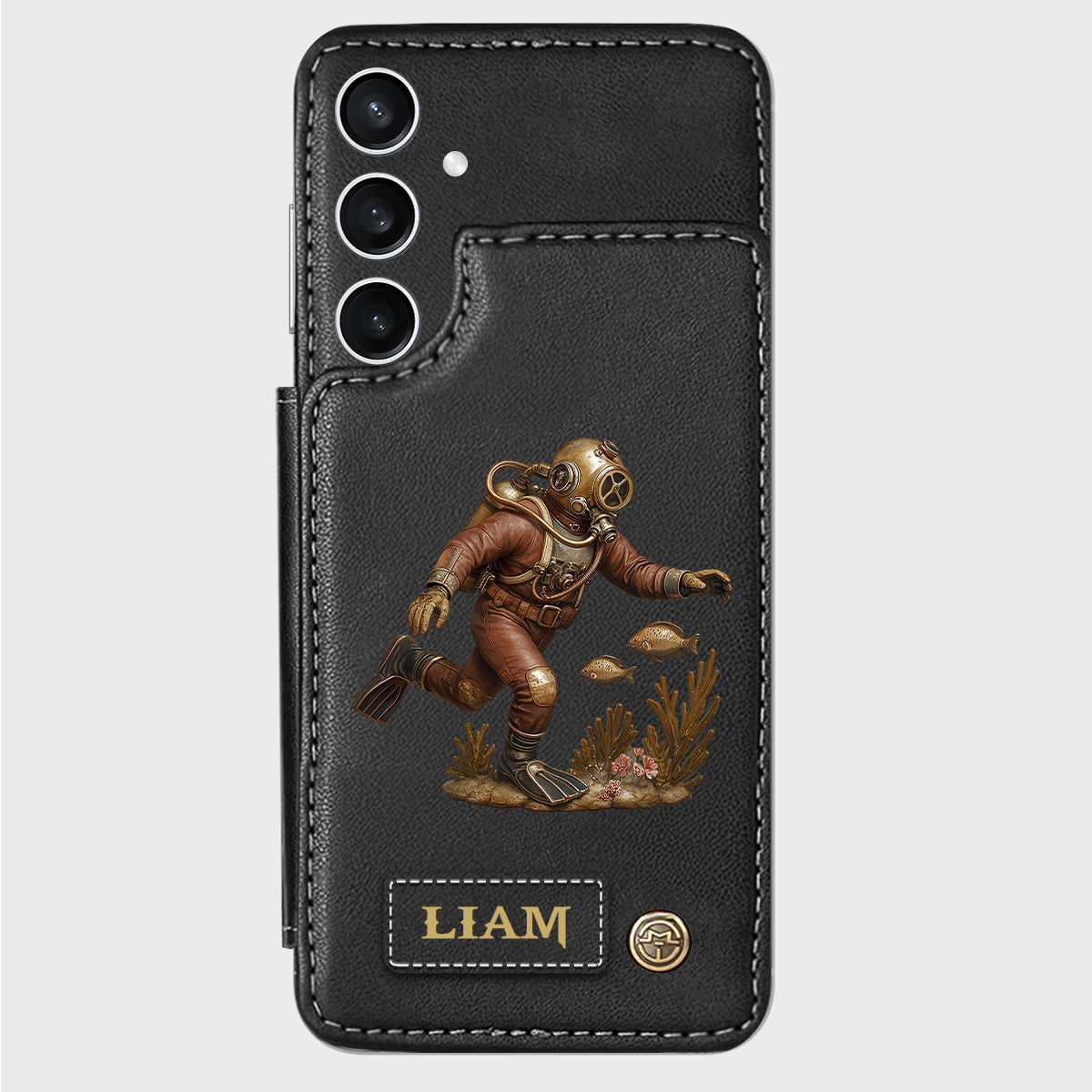 Cadeau pour les passionnés de plongée sous-marine - Étui portefeuille/téléphone personnalisé sur le thème de la plongée