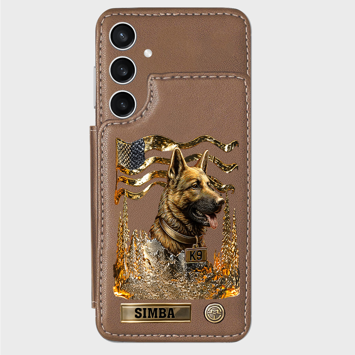 J'aime mon chien - Étui portefeuille/téléphone personnalisé avec un berger allemand