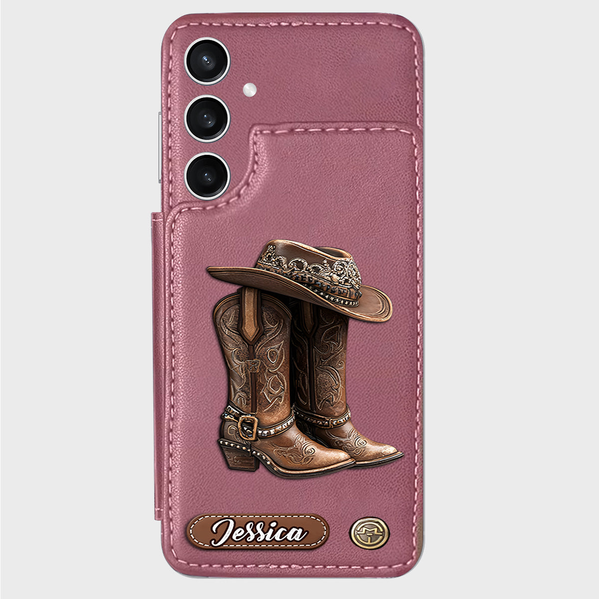 Western Spirit - Étui portefeuille personnalisé pour téléphone, style cowgirl