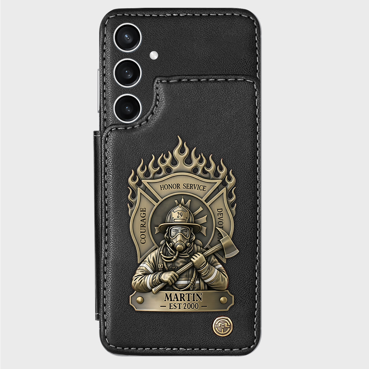 Fier pompier - Étui portefeuille personnalisé pour téléphone