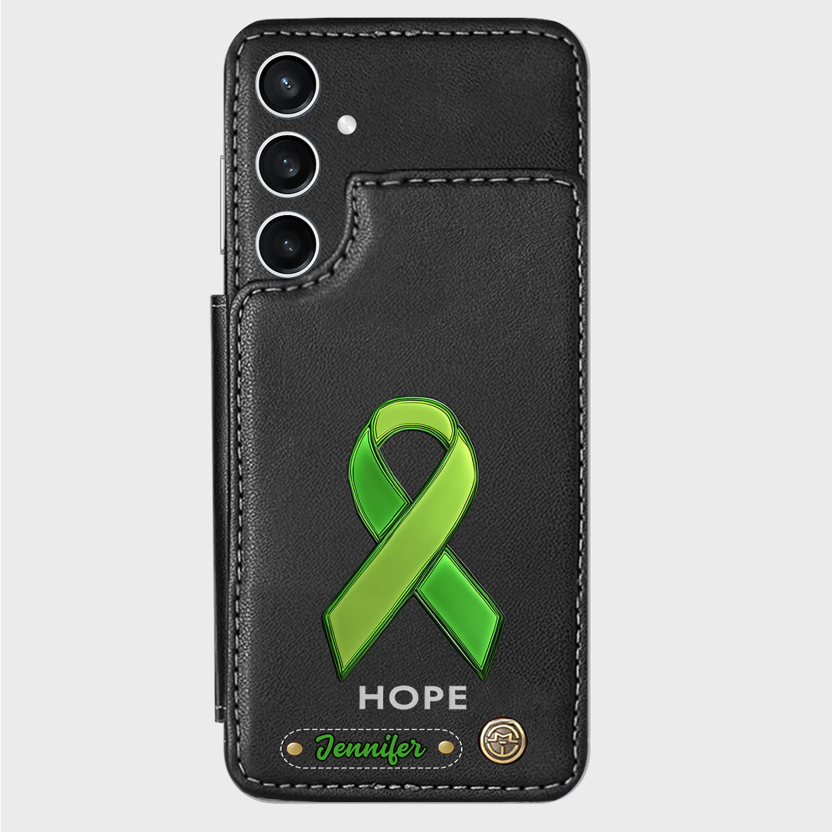 Espoir - Étui portefeuille personnalisé pour téléphone portable, symbole de sensibilisation à la santé mentale