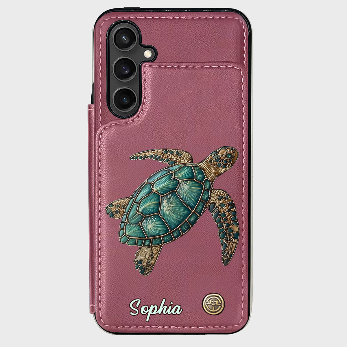Étui portefeuille personnalisé pour téléphone portable avec une tortue - J'adore les tortues