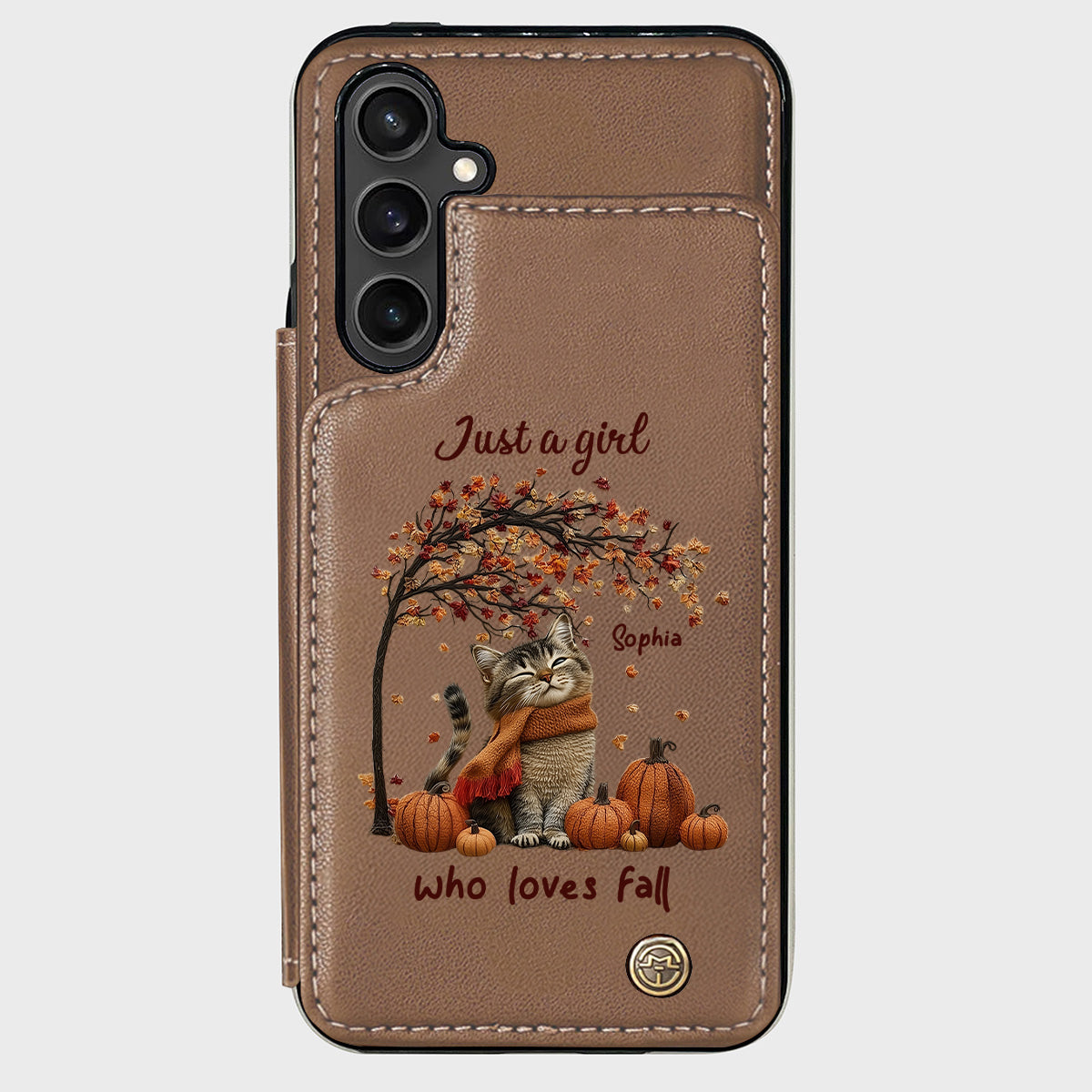 Just a Girl Who Loves Fall - Personalized Cat Wallet Phone Case