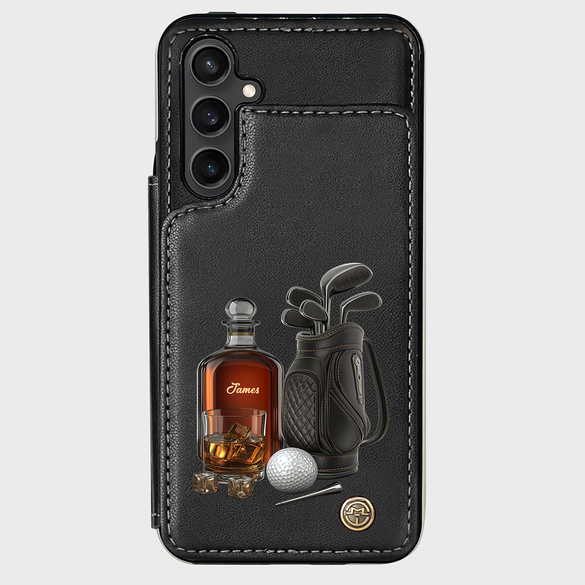 Whiskey & Golf - Étui portefeuille de téléphone personnalisé sur le thème du golf