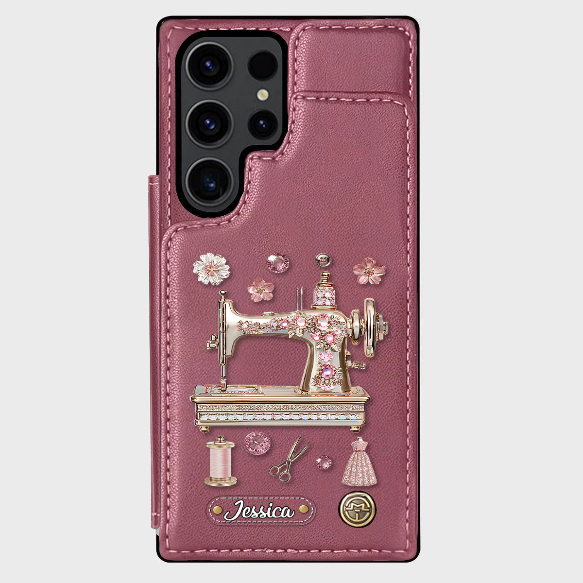Magnifique machine à coudre - Étui portefeuille personnalisé pour téléphone
