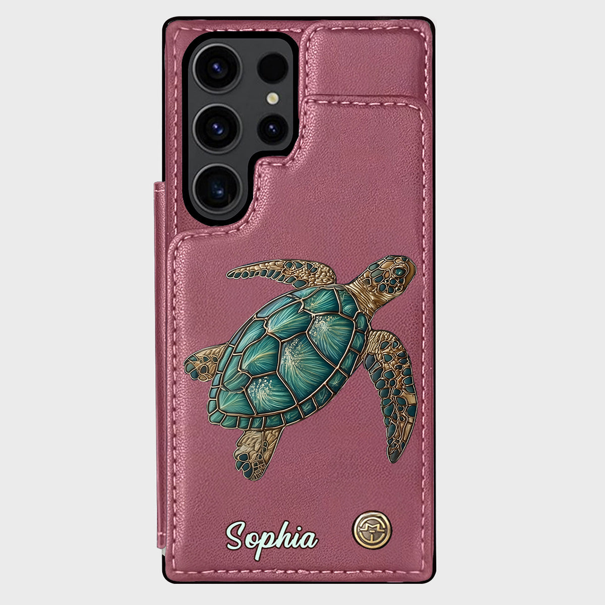 Étui portefeuille personnalisé pour téléphone portable avec une tortue - J'adore les tortues