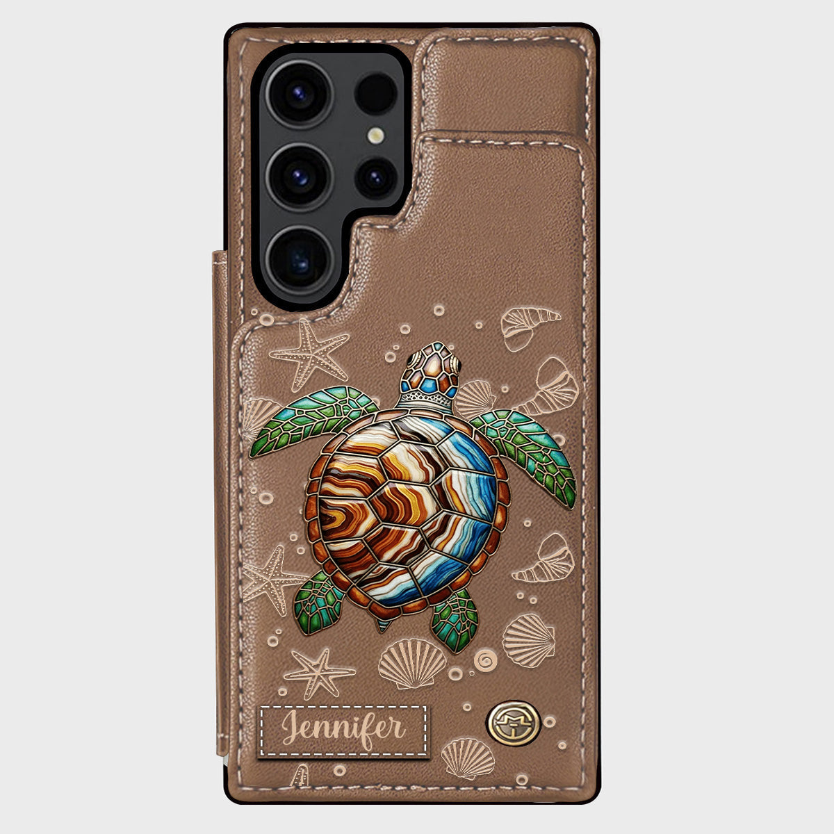 Étui portefeuille personnalisé Tortue et Mer - Étui de téléphone à motif tortue