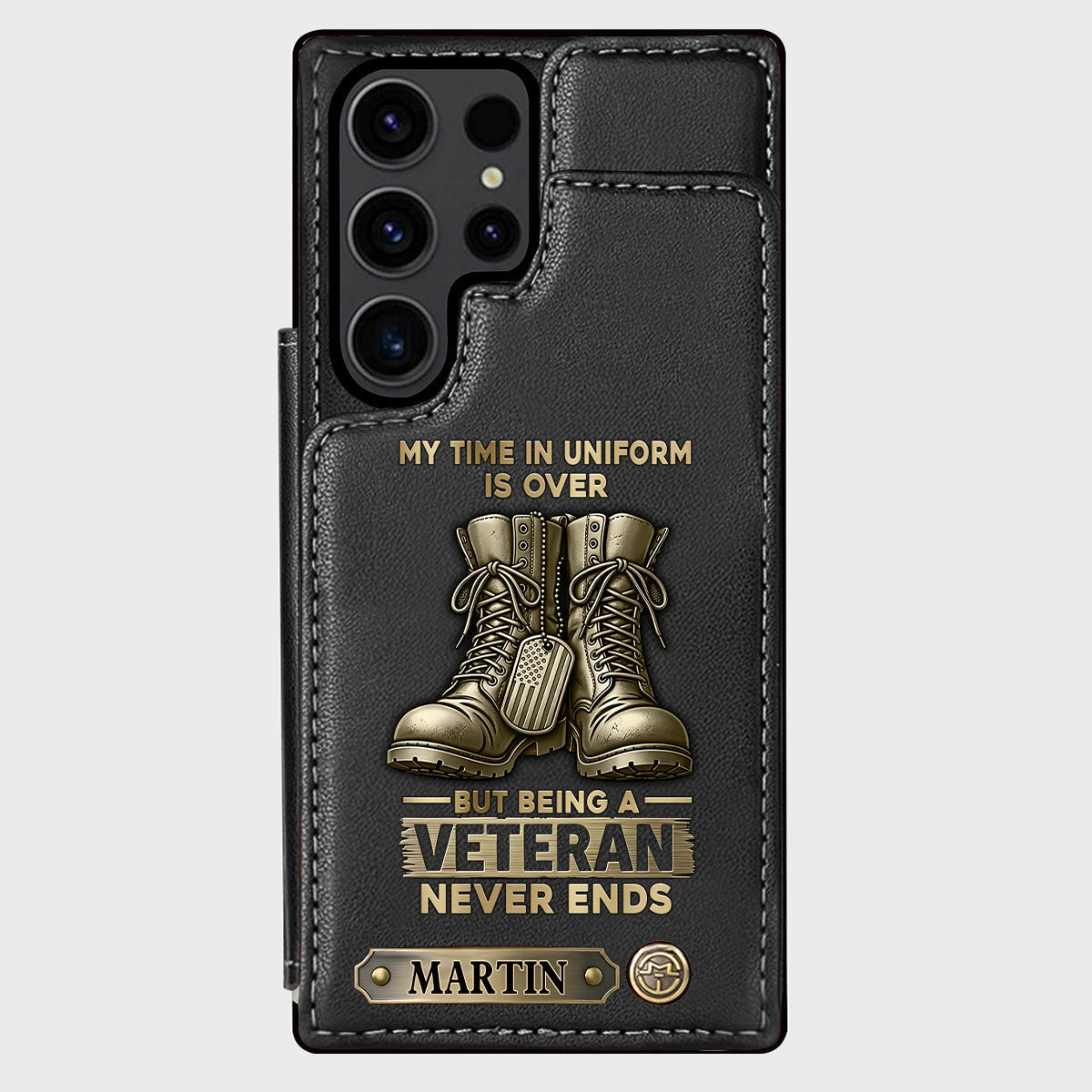 Étui portefeuille personnalisé pour téléphone, en hommage aux anciens combattants.