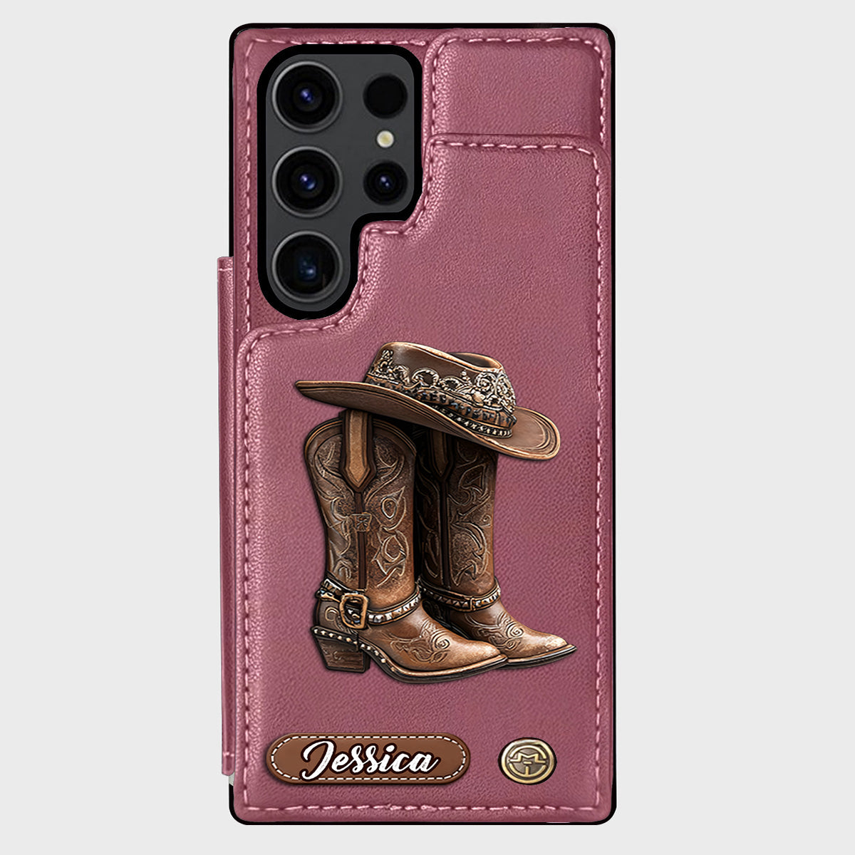 Western Spirit - Étui portefeuille personnalisé pour téléphone, style cowgirl
