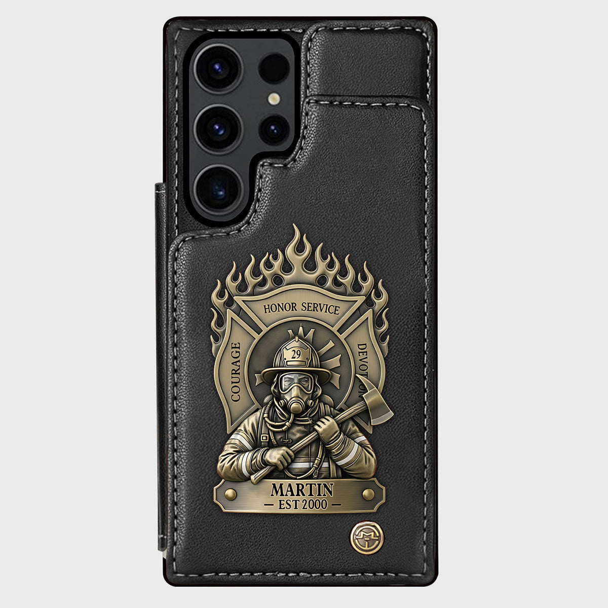 Fier pompier - Étui portefeuille personnalisé pour téléphone