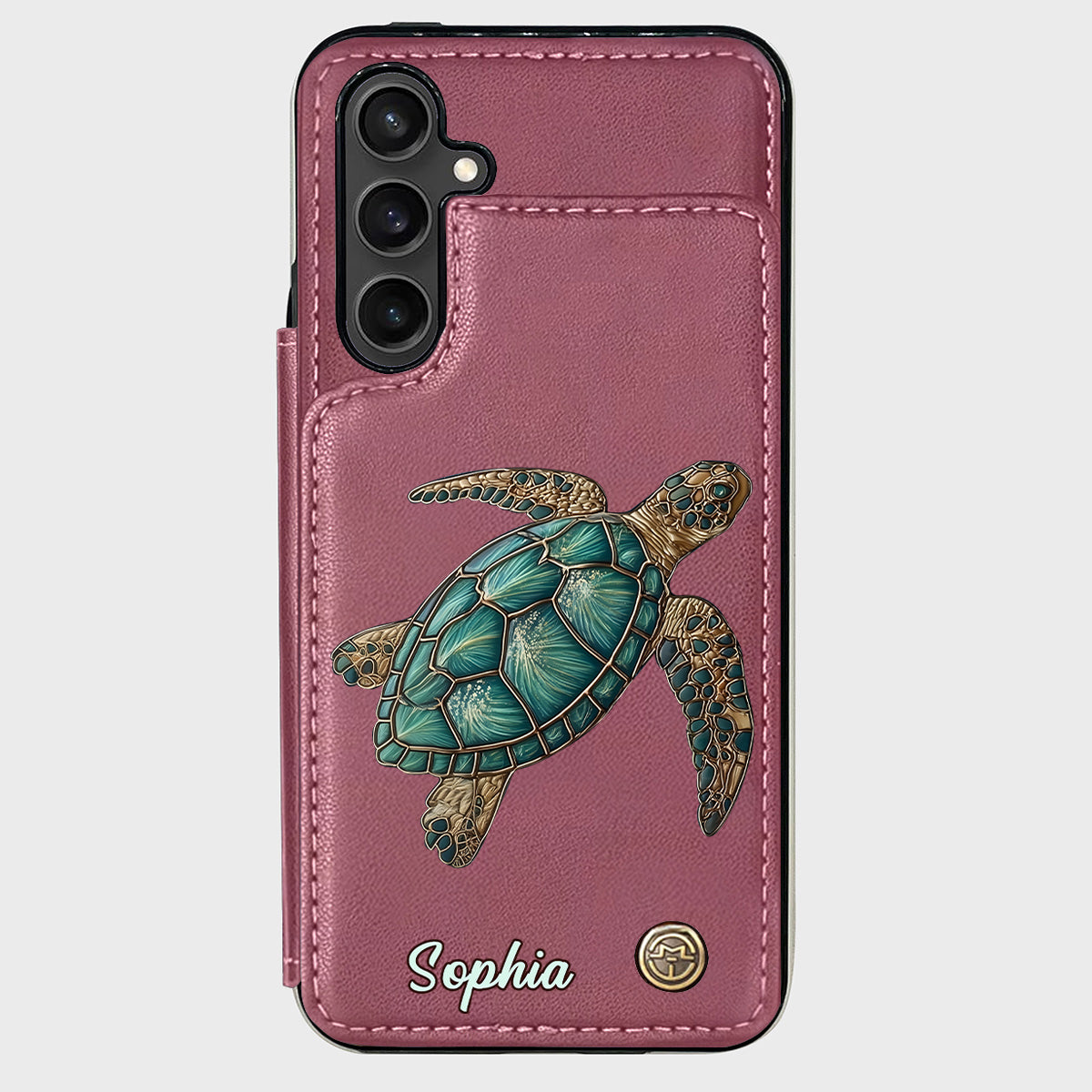 Étui portefeuille personnalisé pour téléphone portable avec une tortue - J'adore les tortues