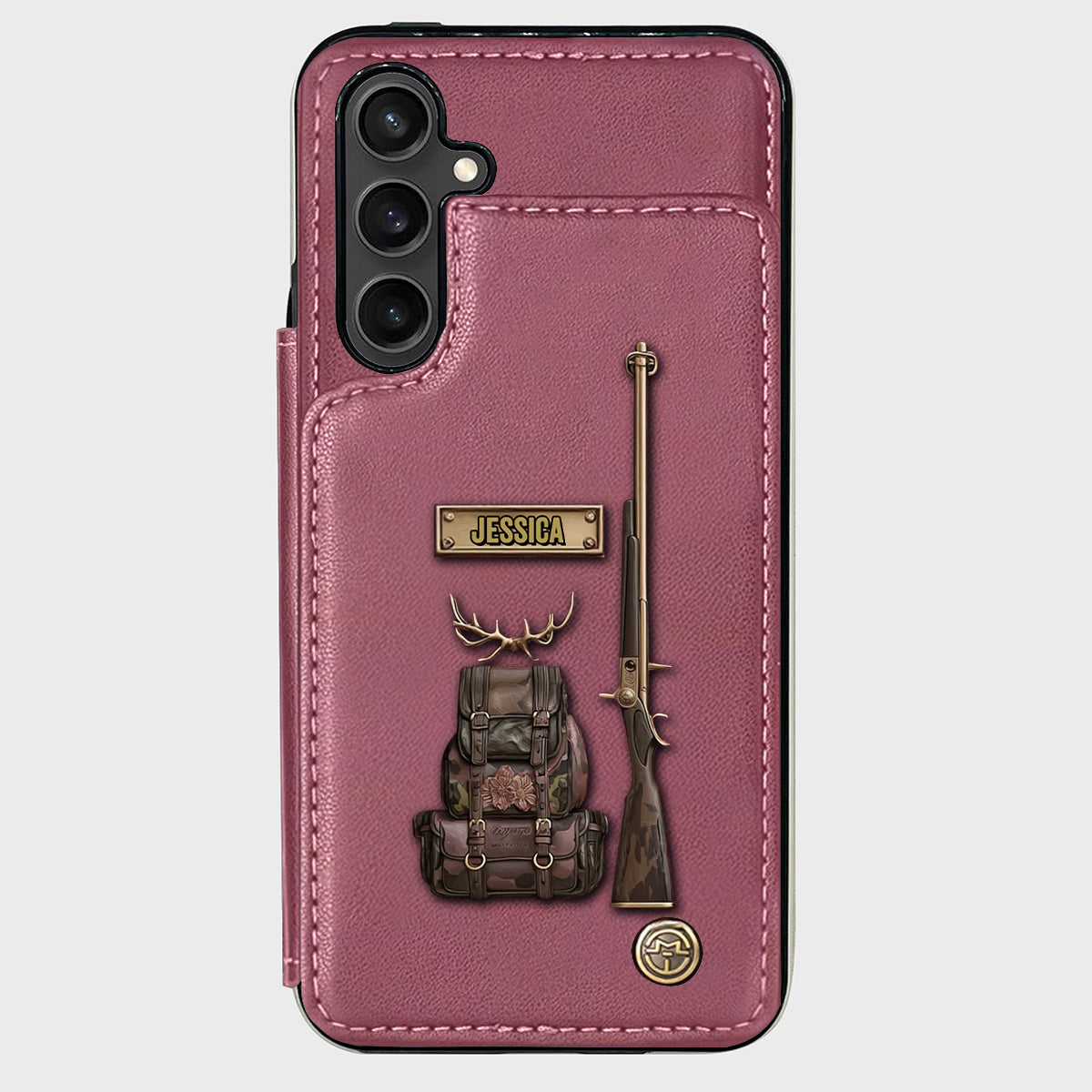 Cadeau de luxe pour chasseur - Étui portefeuille personnalisé pour téléphone sur le thème de la chasse