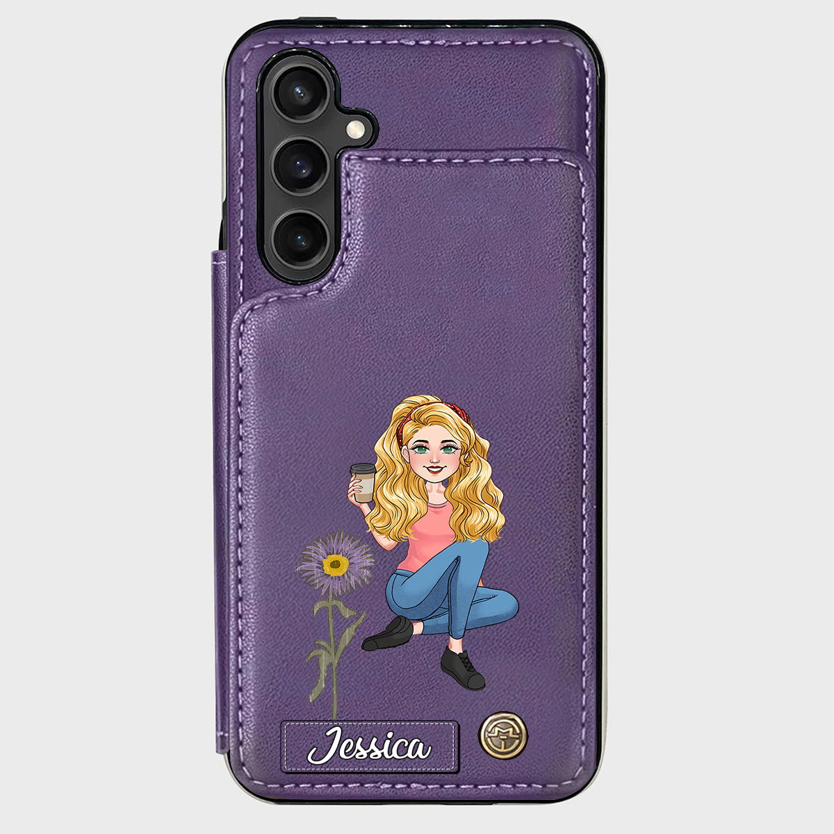 Cadeau pour le mois d'anniversaire d'une amie - Étui portefeuille personnalisé pour téléphone