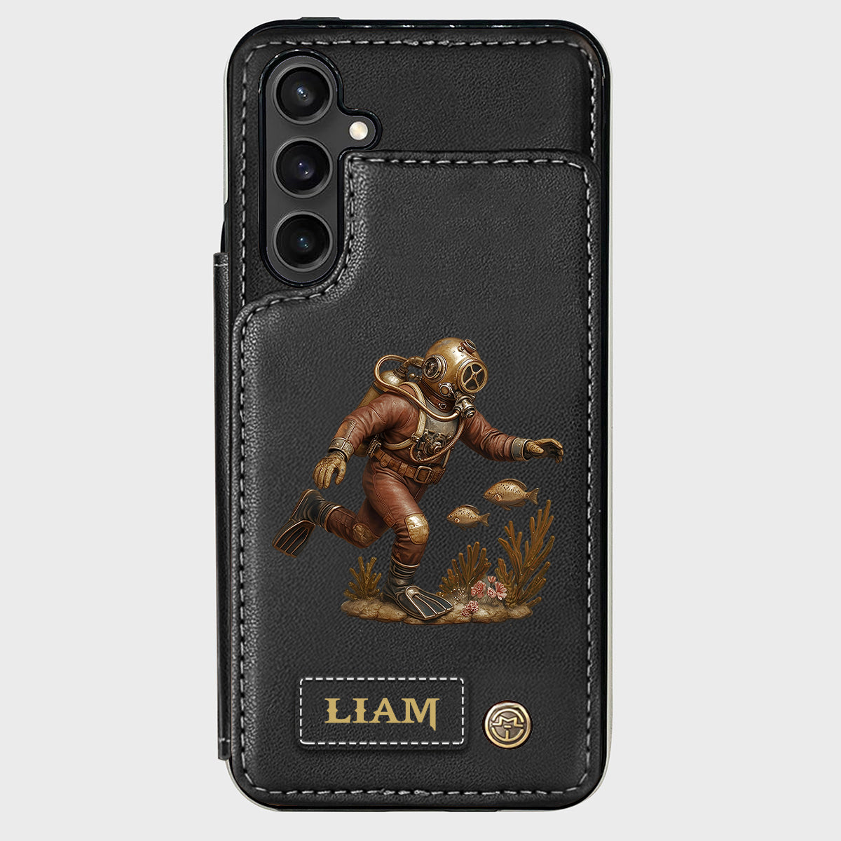 Cadeau pour les passionnés de plongée sous-marine - Étui portefeuille/téléphone personnalisé sur le thème de la plongée