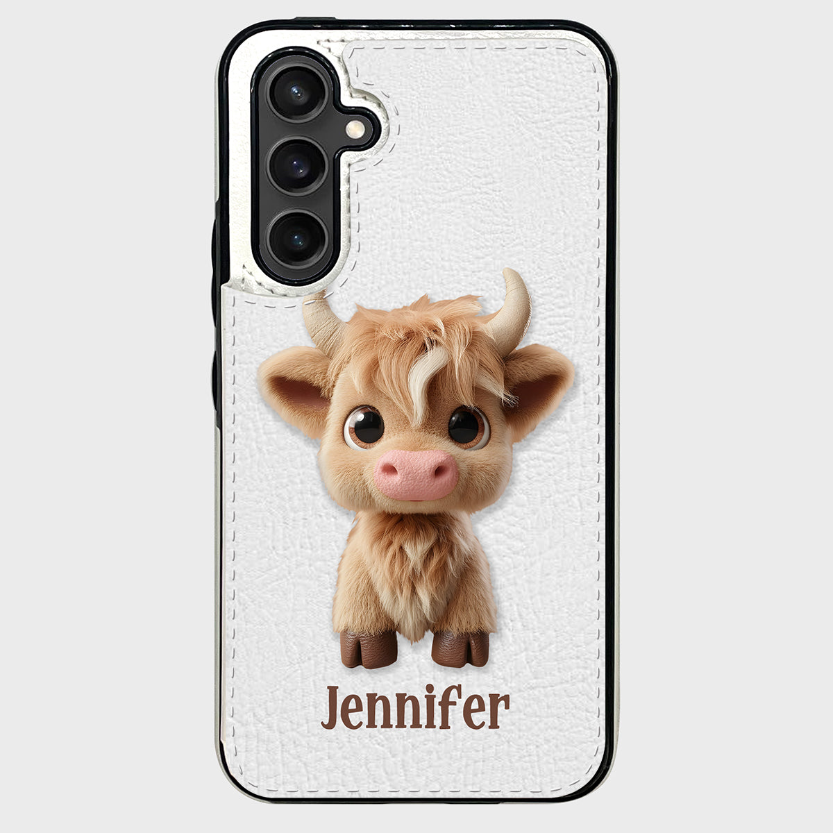 Étui portefeuille pliable personnalisé avec une adorable vache des Highlands