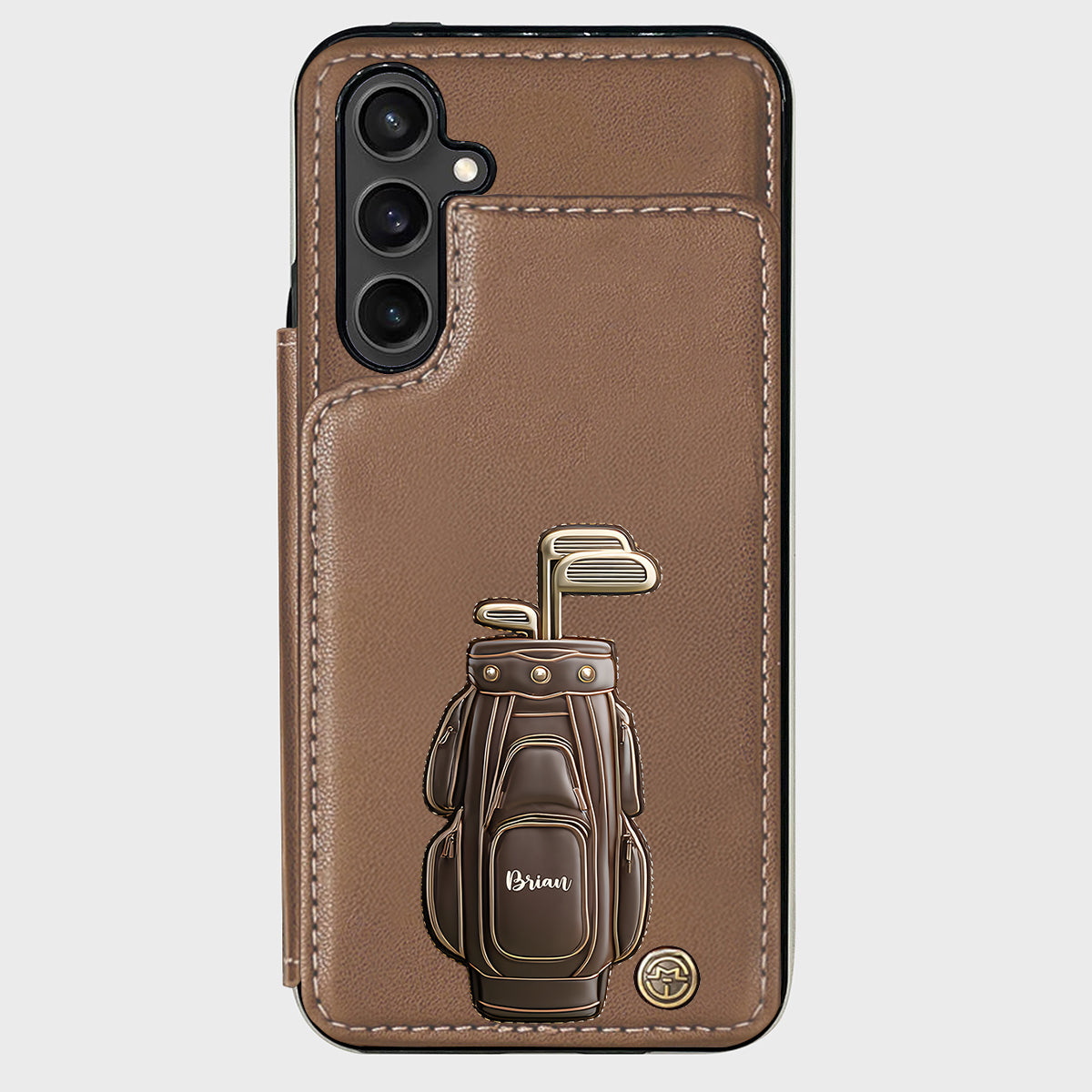Cadeau de luxe pour golfeur - Étui portefeuille/téléphone personnalisé avec nom - Nom personnalisé