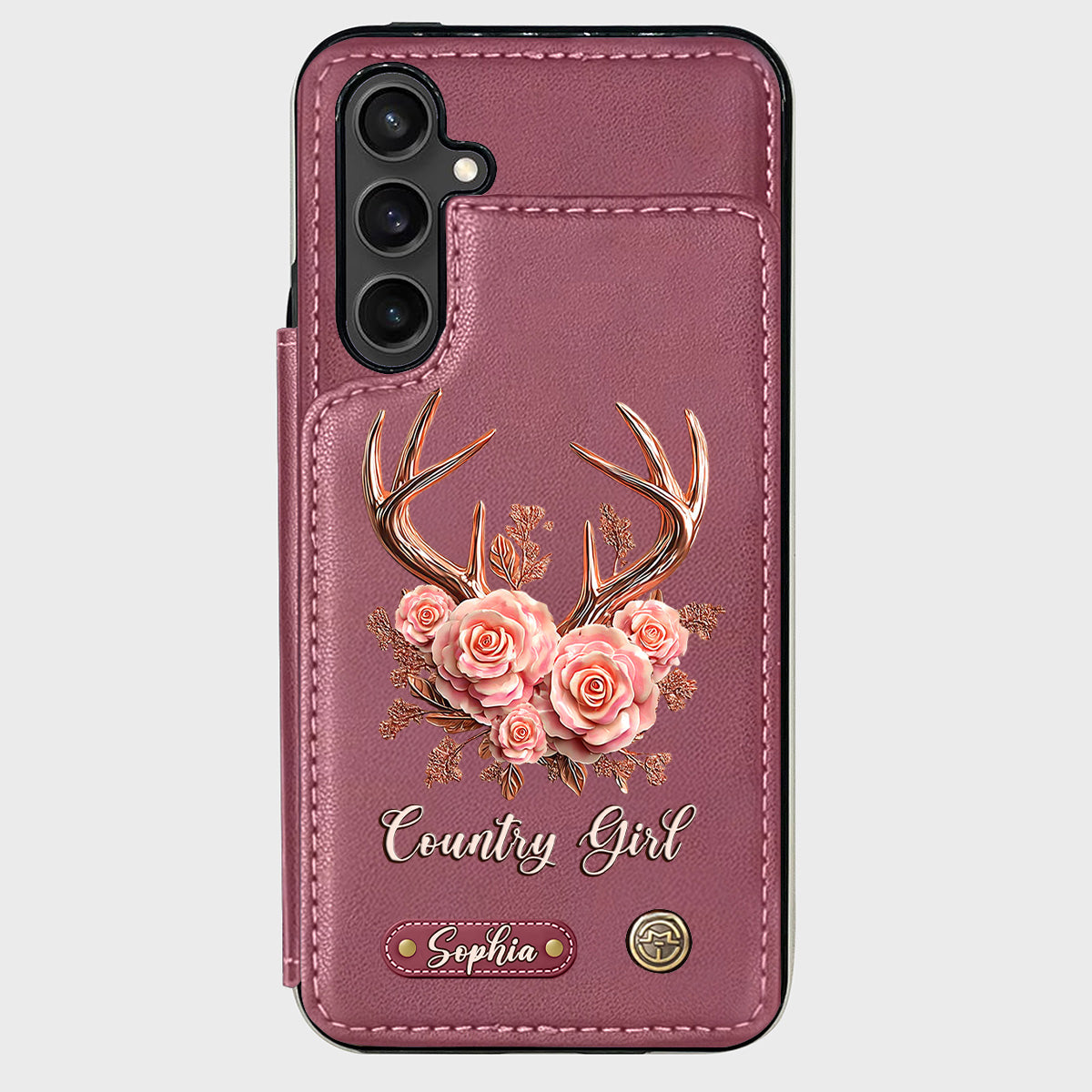 Étui portefeuille personnalisé Country Girl - Étui de téléphone à motif chasse