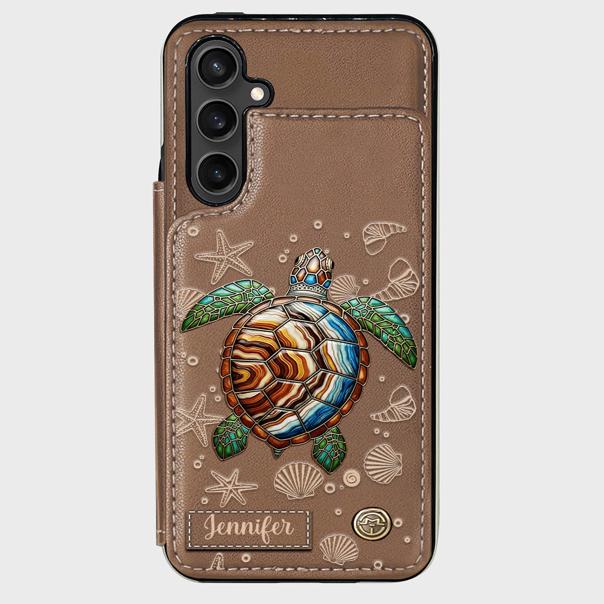 Étui portefeuille personnalisé Tortue et Mer - Étui de téléphone à motif tortue