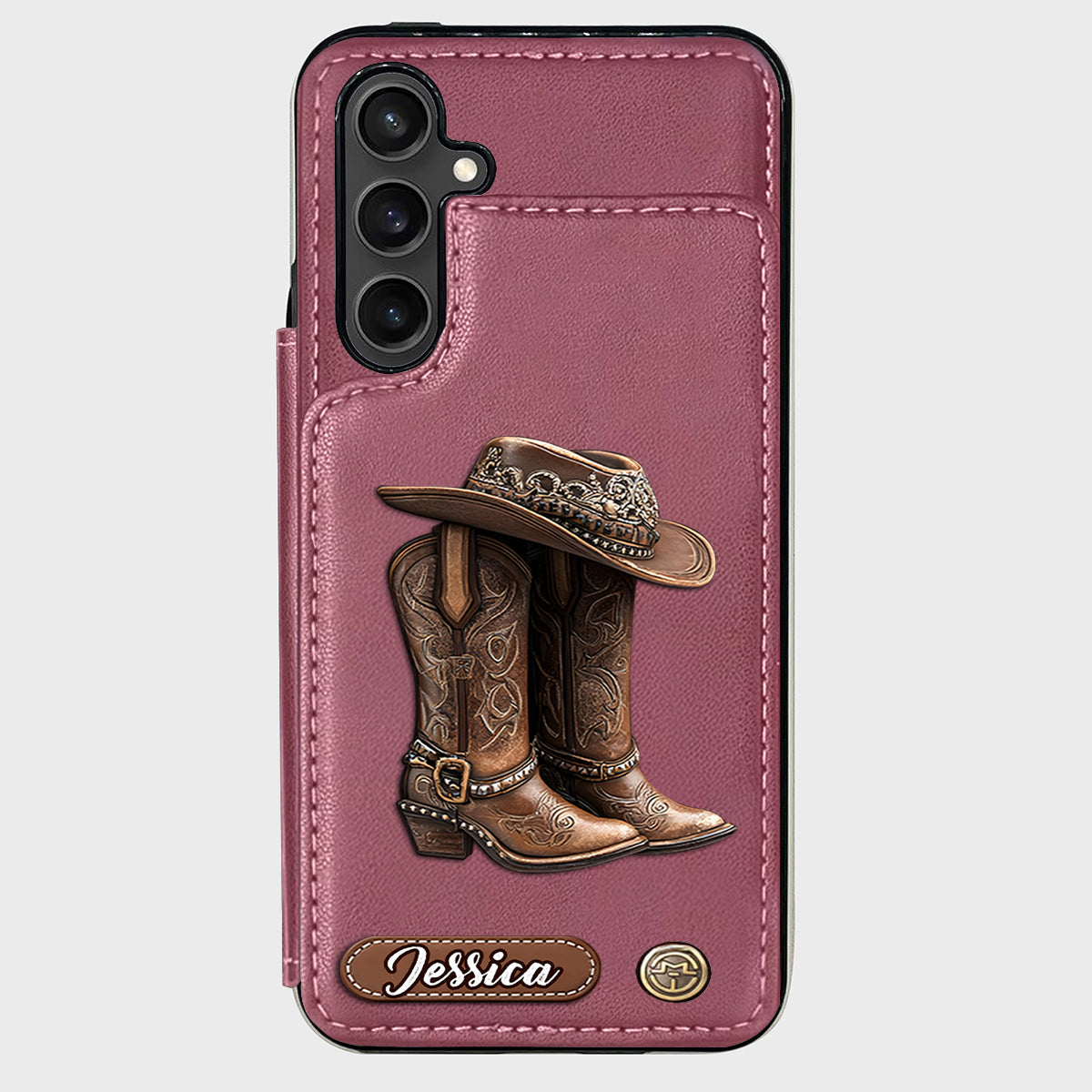 Western Spirit - Étui portefeuille personnalisé pour téléphone, style cowgirl
