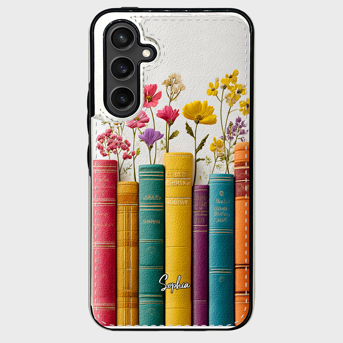Livre de fleurs vintage - Étui portefeuille pliable personnalisé pour téléphone