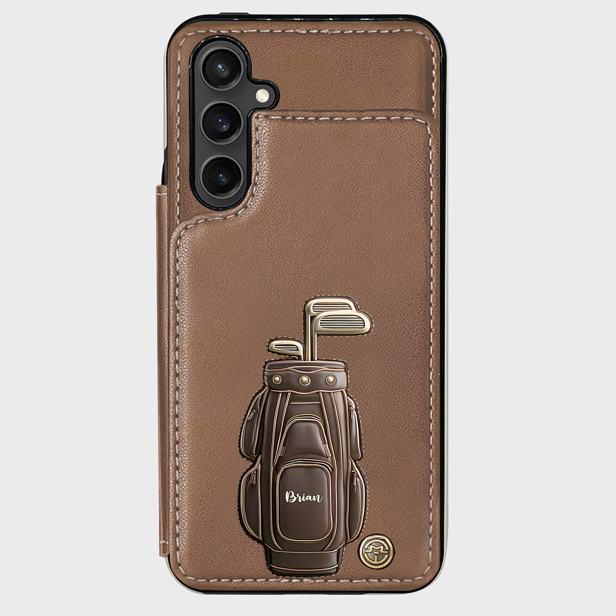 Cadeau de luxe pour golfeur - Étui portefeuille/téléphone personnalisé avec nom - Nom personnalisé