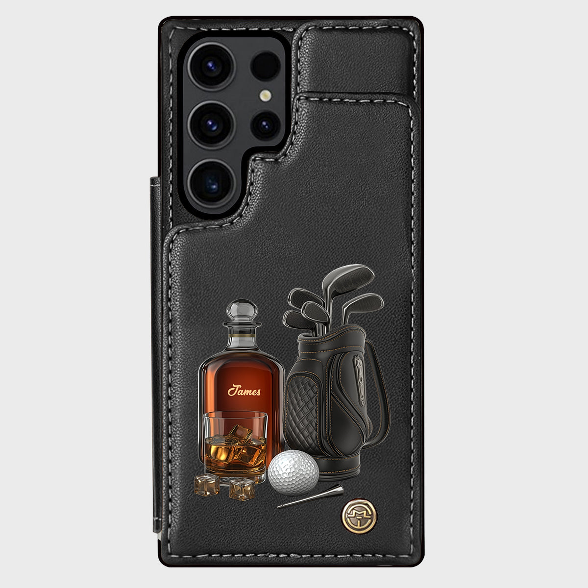 Whiskey & Golf - Étui portefeuille de téléphone personnalisé sur le thème du golf