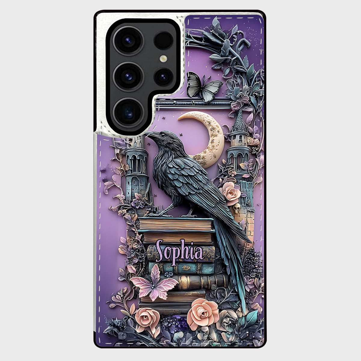 Étui portefeuille pliable personnalisé Dark Academia Book Reader - Étui de téléphone avec livre intégré