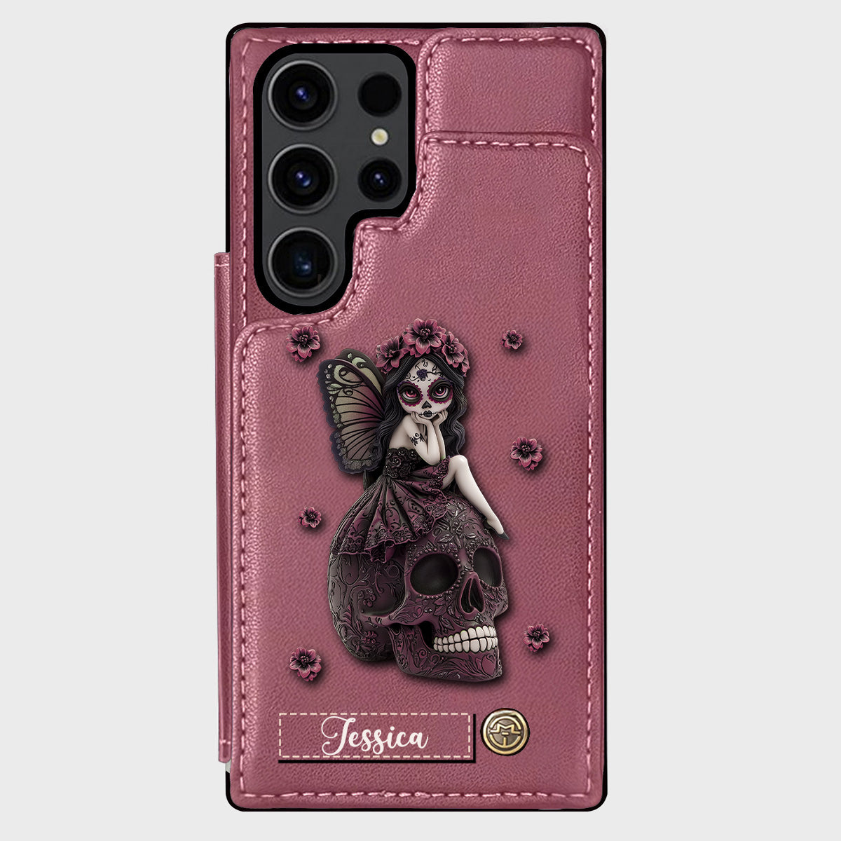Beautiful Gothic Fairy Girl - Personalized Skull Wallet Phone Case
