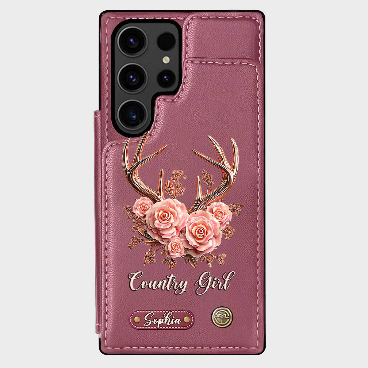 Étui portefeuille personnalisé Country Girl - Étui de téléphone à motif chasse