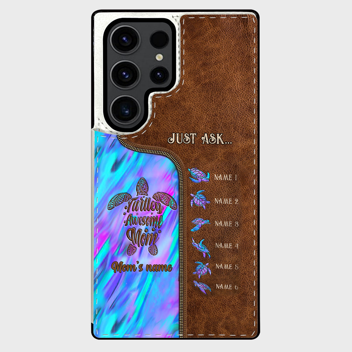 Étui portefeuille pliable personnalisé « Main dans la main » pour téléphone, motif maman