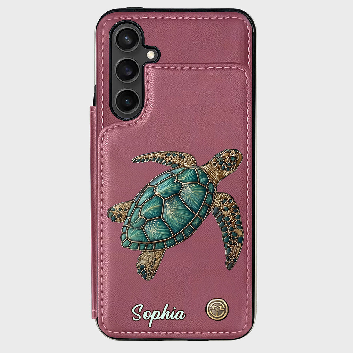 Étui portefeuille personnalisé pour téléphone portable avec une tortue - J'adore les tortues