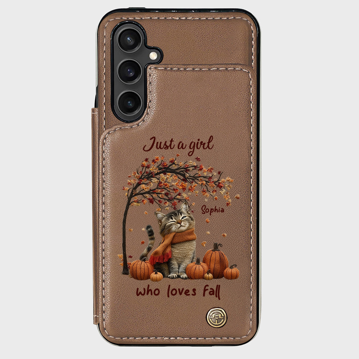 Just a Girl Who Loves Fall - Personalized Cat Wallet Phone Case