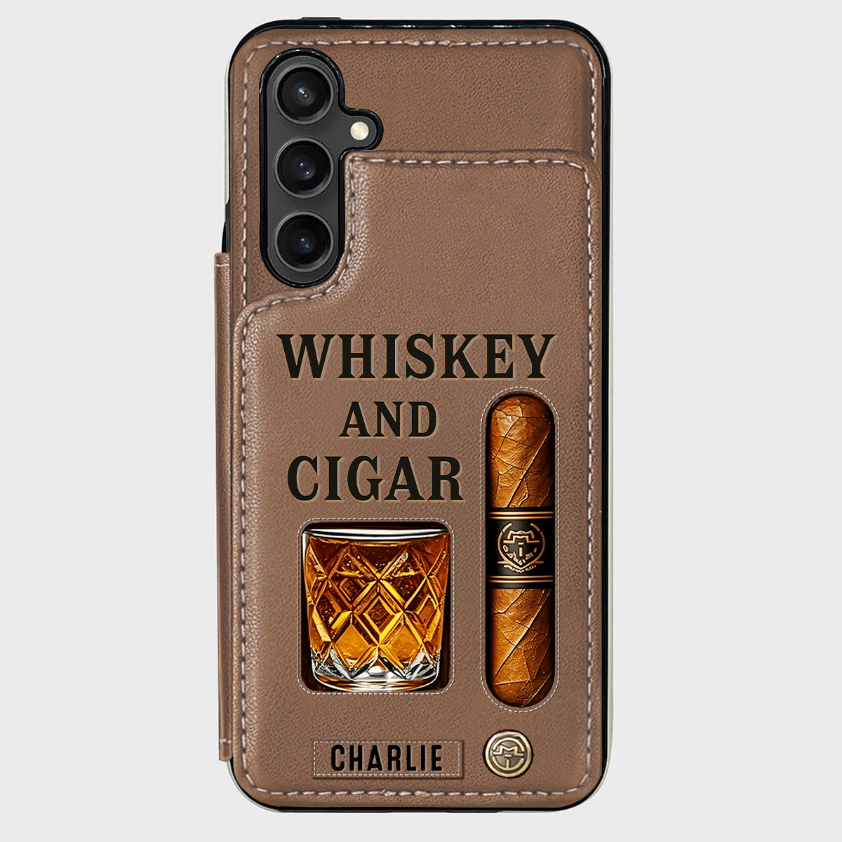 Étui portefeuille personnalisé Whiskey & Cigar -