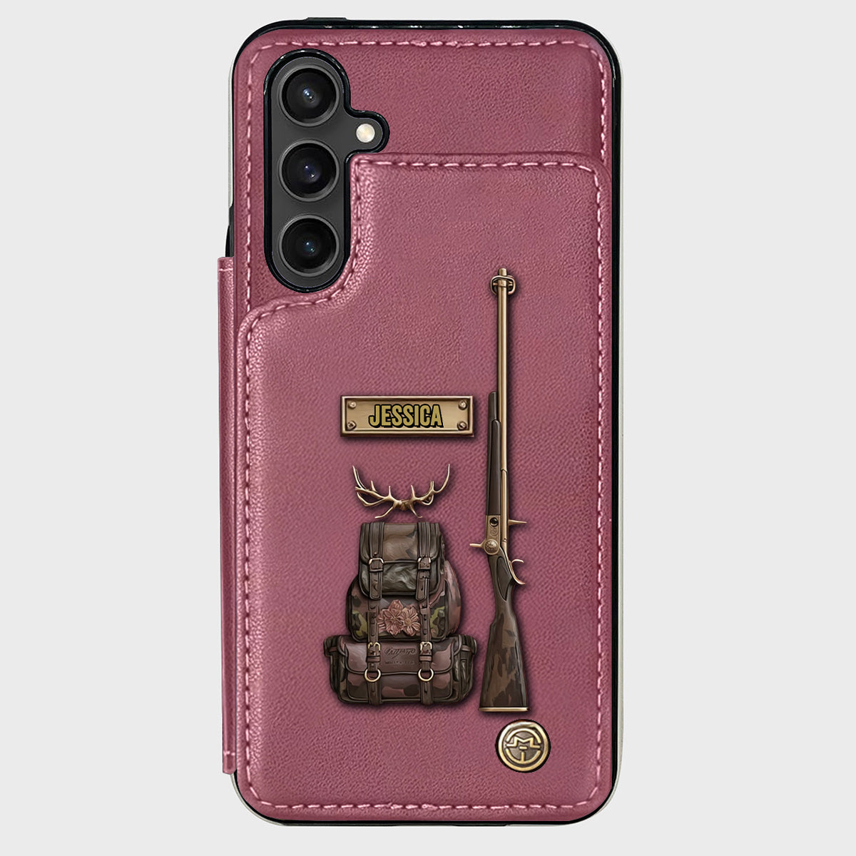 Cadeau de luxe pour chasseur - Étui portefeuille personnalisé pour téléphone sur le thème de la chasse