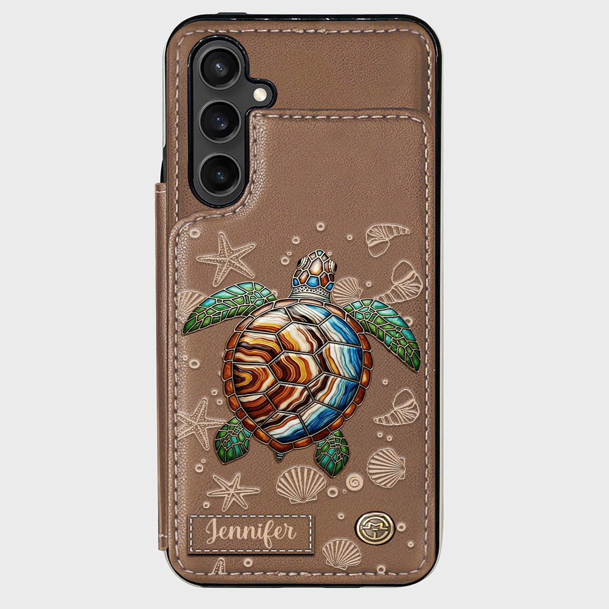 Étui portefeuille personnalisé Tortue et Mer - Étui de téléphone à motif tortue